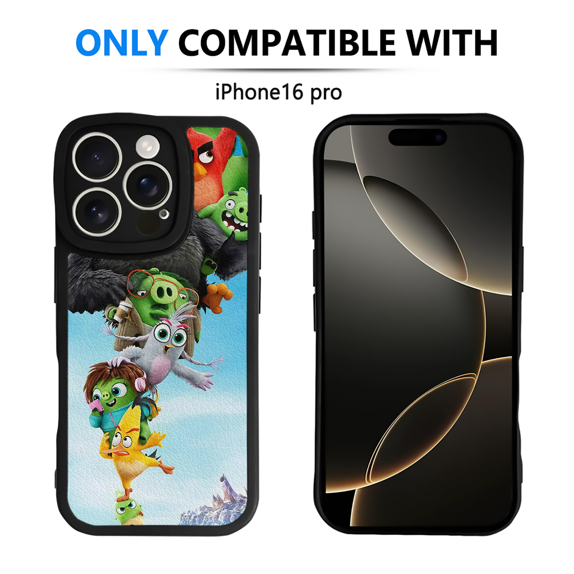 （画像用） Angry Birds アングリーバード 【iPhone 16シリーズ対応】シリコンスマホケース（レザー調） 材質：シリコン